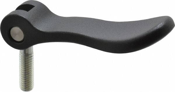 KIPP - 3/8-16, 0.94" Hub Diam, Black Powder Coat Cast Aluminum Adjustable Clamping Handle - 0.99" Stud Length - Benchmark Tooling