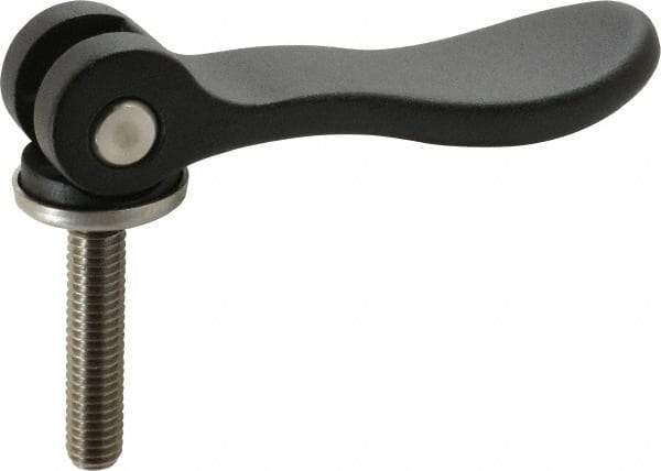 KIPP - 3/8-16, 0.94" Hub Diam, Black Powder Coat Aluminum (Stainless Steel Inserts) Adjustable Clamping Handle - 1.57" Stud Length - Benchmark Tooling