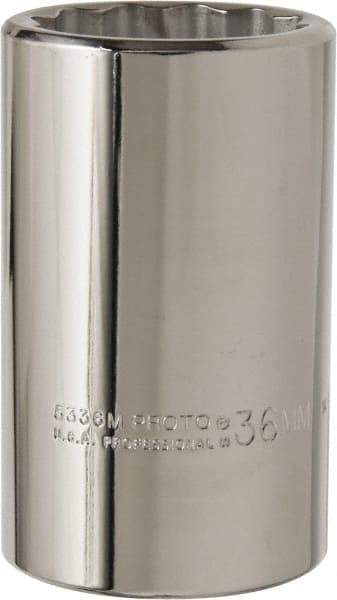 Proto - 1/2" Drive, Deep Hand Socket - 12 Points, 3-1/4" OAL, Alloy Steel, Chrome Finish - Benchmark Tooling