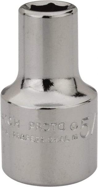 Proto - 5/16", 1/2" Drive, Standard Hand Socket - 6 Points, 1-31/64" OAL, Alloy Steel, Chrome Finish - Benchmark Tooling