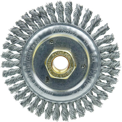 4 1/2″ Root Pass Brush-0.020″ Steel Wire 5/8-11 Dbl-H x Nut - Dually Weld Cleaning Brush - Benchmark Tooling