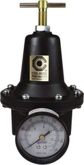 Coilhose Pneumatics - 1/4 NPT Port, 40 CFM, Cast Aluminum Heavy-Duty T-Handle Regulator - 0 to 125 psi Range, 250 Max psi Supply Pressure, 1/4" Gauge Port Thread, 3" Wide x 5-1/2" High - Benchmark Tooling