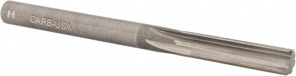 Hertel - Letter H Solid Carbide 6 Flute Chucking Reamer - Straight Flute, Straight Shank, 1-1/8" Flute Length, 3-1/4" OAL - Benchmark Tooling