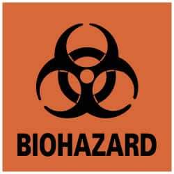NMC - Hazardous Materials Label - Legend: BIOHAZARD, English, Black & Orange, 4" Long x 4" High, Sign Muscle Finish - Benchmark Tooling