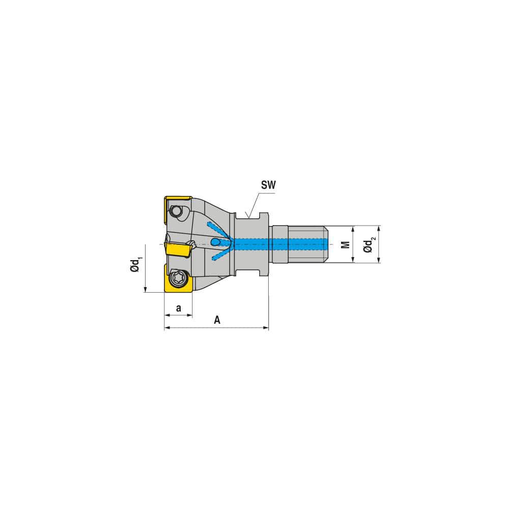 Indexable Square-Shoulder End Mill: G490.32.R.03-12, 16.0000'' Shank Dia, 16.00 mm Modular Connection, Modular Shank Uses 3, Normal Pressure, 35.00 mm OAL