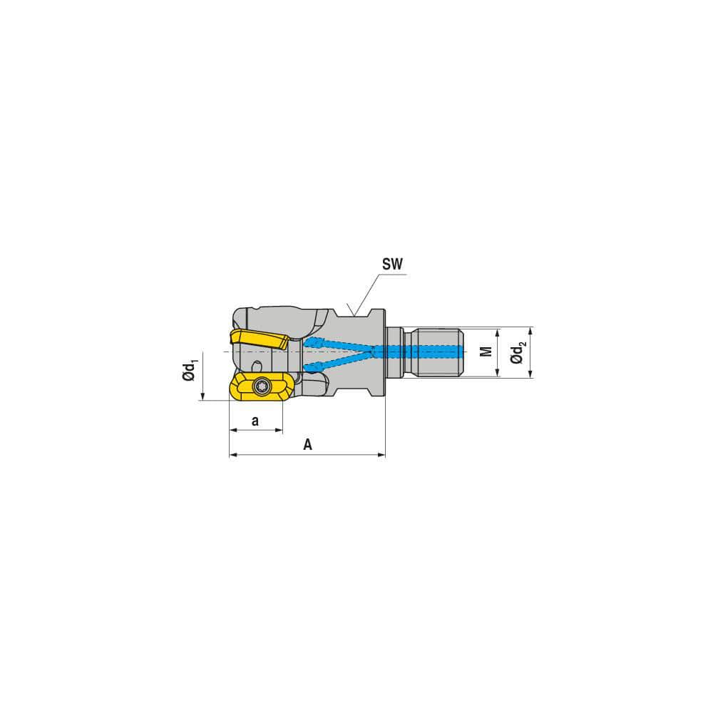 Indexable Square-Shoulder End Mill: GHSC.16.R.02-11, 8.0000'' Shank Dia, 8.00 mm Modular Connection, Modular Shank Uses 2, Normal Pressure, 27.00 mm OAL
