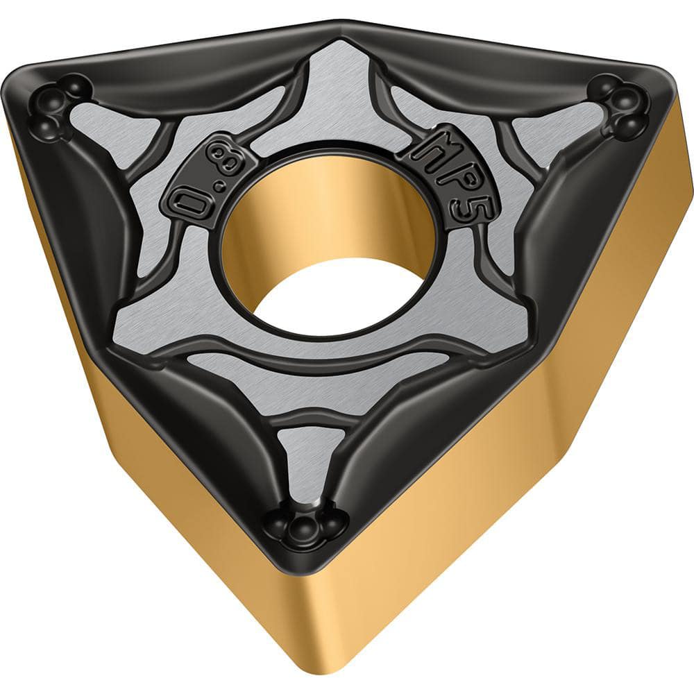 Turning Insert: WNMG433-MP5 WPP30G, Solid Carbide TiCN, Al2O3 & TiN Finish, Neutral, 0.3420″ Long, 1/2″ Inscribed Circle, 0.0470″ Corner Radius, 80.0 ° N/A Trigon, Series WNMG-MP5
