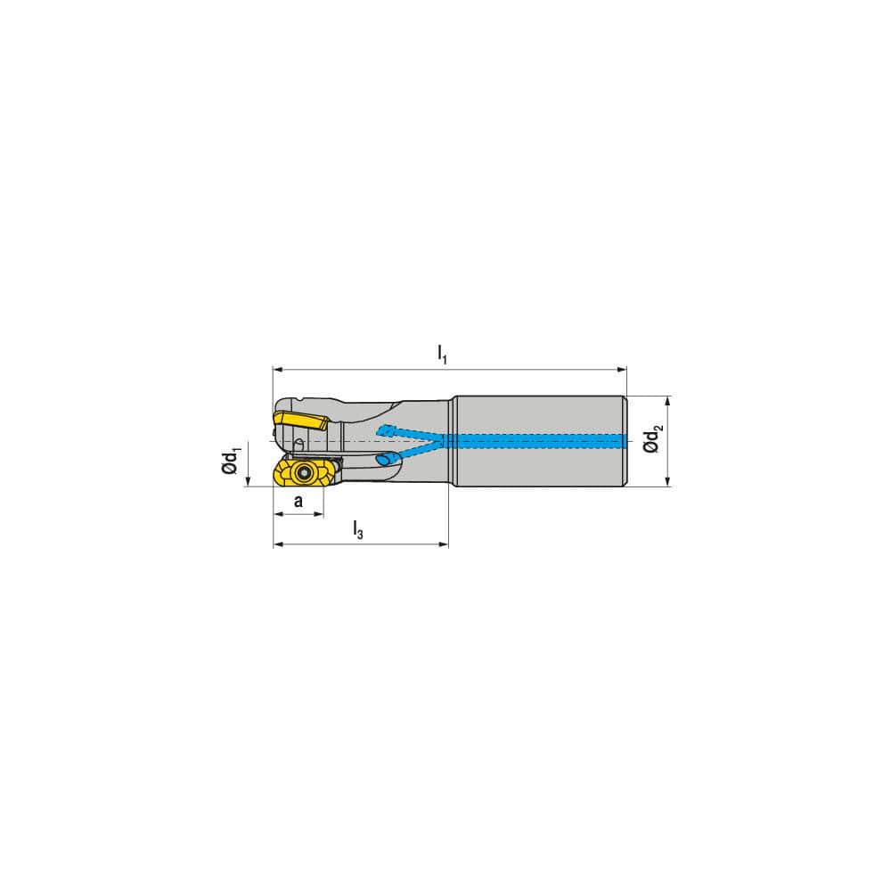 Indexable Square-Shoulder End Mill: CHSC.16.R.02-11-A-32, 16.0000'' Shank Dia, Cylindrical Shank Uses 2, Normal Pressure, 165.00 mm OAL