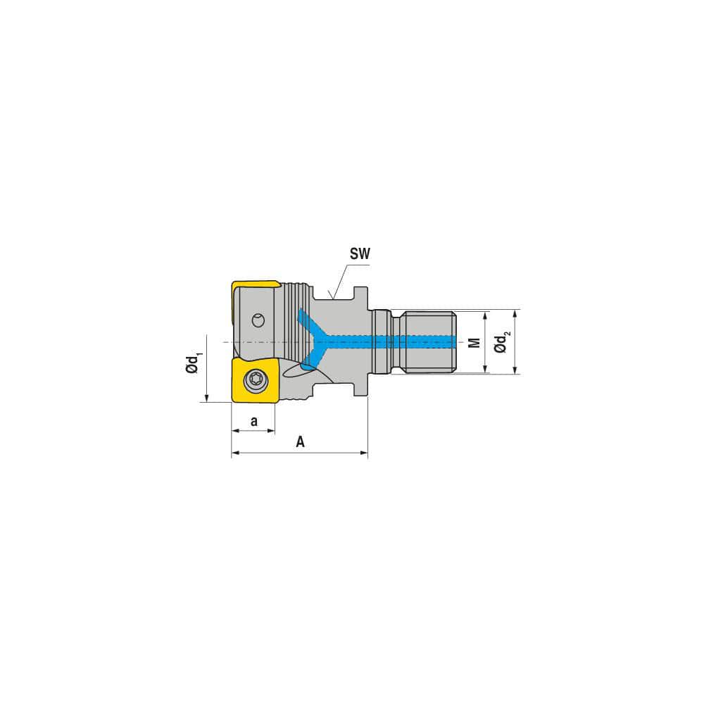 Indexable Square-Shoulder End Mill: G491.25.R.03-09, 12.0000'' Shank Dia, 12.00 mm Modular Connection, Modular Shank Uses 3, Normal Pressure, 57.00 mm OAL
