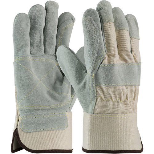 80-8855/S Split Leather Palm - Platinum Series - Hvy Side - Dbl Palm Hvy Wht Canvas - Kevlar Stitch - SC - Exact Industrial Supply