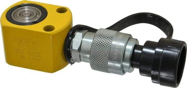 Enerpac - 5 Ton, 0.63" Stroke, 0.62 Cu In Oil Capacity, Portable Hydraulic Single Acting Cylinder - 0.99 Sq In Effective Area, 1.63" Lowered Ht., 2.25" Max Ht., 1.13" Cyl Bore Diam, 1" Plunger Rod Diam, 10,000 Max psi - Benchmark Tooling