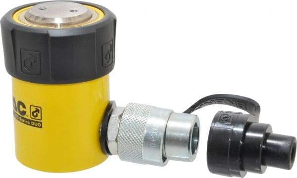 Enerpac - 10 Ton, 1" Stroke, 2.24 Cu In Oil Capacity, Portable Hydraulic Single Acting Cylinder - 2.24 Sq In Effective Area, 3.53" Lowered Ht., 4.53" Max Ht., 1.69" Cyl Bore Diam, 1.5" Plunger Rod Diam, 10,000 Max psi - Benchmark Tooling
