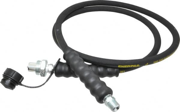 Enerpac - 1/4" Inside Diam x 1/4 NPT 6' Hydraulic Pump Hose - 10,000 psi, CH-604 Opposite End, Rubber - Benchmark Tooling