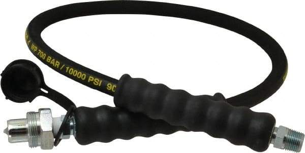 Enerpac - 1/4" Inside Diam x 3/8 NPT 3' Hydraulic Pump Hose - 10,000 psi, CH-604 Opposite End, Rubber - Benchmark Tooling
