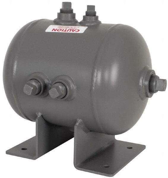 Made in USA - 2 Gallon, 200 Max psi Universal Horizontal Tank - 3/4" Inlet, 11" Tank Length x 8" Tank Diam - Benchmark Tooling