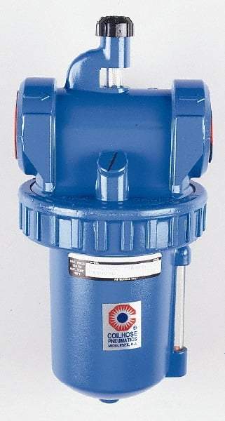 Coilhose Pneumatics - 1-1/4 NPT Port, 250 Max psi, Large Capacity Lubricator - Metal Bowl, Zinc Body, 25 CFM, 150°F Max, 11" High - Benchmark Tooling