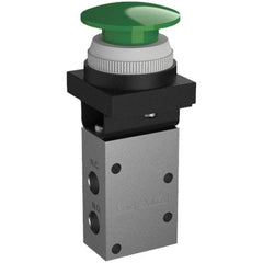 SMC PNEUMATICS - 0.38 CV Rate, 1/4" NPT Inlet Mechanical Valve - 3 Way, 3 Ports, Push Button Mushroom - Benchmark Tooling