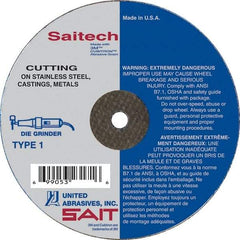 Sait - 4" Ceramic Cutoff Wheel - 0.035" Thick, 3/8" Arbor, 19,000 Max RPM, Use with Die Grinders - Benchmark Tooling