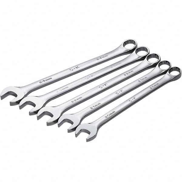 SK - 5 Piece, Combination Wrench Set - Metric System of Measurement, Chrome Finish - Benchmark Tooling