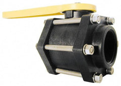 Green Leaf - 3" Pipe, Full Port, Polypropylene Standard Ball Valve - 3 Piece, Inline - One Way Flow, FNPT x FNPT Ends, Lever Handle, 100 WOG - Benchmark Tooling