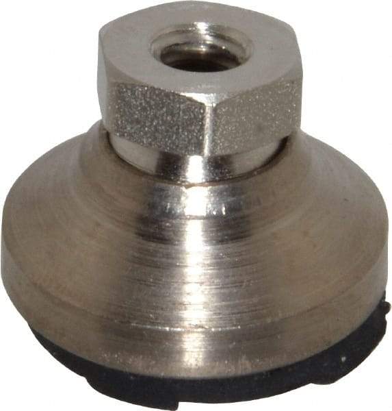 Gibraltar - 750 Lb Capacity, 1/4-20 Thread, 11/16" OAL, Steel Stud, Tapped Pivotal Socket Mount Leveling Pad - 1" Base Diam, Steel Pad, 1/2" Hex - Benchmark Tooling