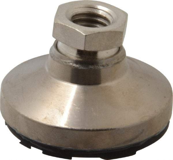 Gibraltar - 3750 Lb Capacity, 1/2-13 Thread, 1-1/8" OAL, Steel Stud, Tapped Pivotal Socket Mount Leveling Pad - 1-7/8" Base Diam, Steel Pad, 3/4" Hex - Benchmark Tooling