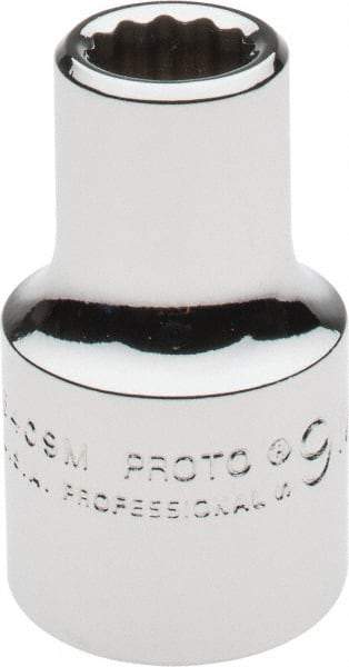 Proto - 1/2" Drive, Standard Hand Socket - 12 Points, 1-1/2" OAL, Alloy Steel, Chrome Finish - Benchmark Tooling