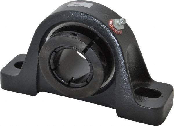 Browning - 1-1/2" ID, 7-1/8" OAL x 4" OAH Pillow Block - 4,467 Lb Static Cap, 7,340 Lb Dyn Cap, 5-3/8" Btw Mnt Hole Ctrs, 2" Base-to-Ctr Ht, Cast Iron - Benchmark Tooling