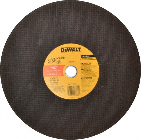 DeWALT - 14" Aluminum Oxide/Silicon Carbide Blend Cutoff Wheel - 1/8" Thick, 1" Arbor, 5,500 Max RPM, Use with Circular Saws - Benchmark Tooling