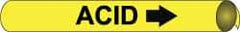 NMC - Pipe Marker with Acid Legend and Arrow Graphic - 1-1/8 to 2-3/8" Pipe Outside Diam, Black on Yellow - Benchmark Tooling