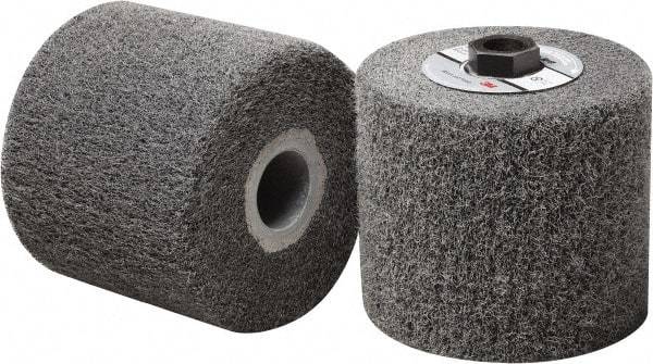 3M - 4-1/2" Diam Aluminum Oxide Match & Finish Flap Brush - 5/8-11 Thread, 4" Wide, Density 5, Nonwoven, Medium Grade, 3,500 Max RPM - Benchmark Tooling