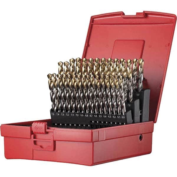 DORMER - 6 to 10mm, 118° Point, TiN Finish, High Speed Steel Jobber Length Drill Bit Set - Benchmark Tooling
