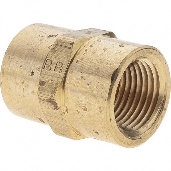 Parker - 1/2 Female Thread, Brass Industrial Pipe Coupling - FNPTF, 1,000 psi - Benchmark Tooling