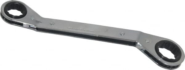 Proto - 3/4" x 7/8" 12 Point Reversible Ratcheting Offset Box Wrench - Double End, 1-9/16" Head Diam x 1/2" Head Thickness, 9-1/2" OAL, Steel, Polished Finish, 25° Offset - Benchmark Tooling