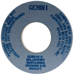 Norton - 12" Diam x 5" Hole x 1" Thick, H Hardness, 46 Grit Surface Grinding Wheel - Aluminum Oxide, Type 1, Coarse Grade, 2,070 Max RPM, No Recess - Benchmark Tooling