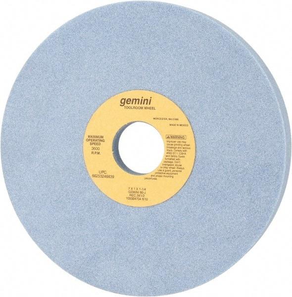 Norton - 7" Diam x 1-1/4" Hole x 1" Thick, J Hardness, 60 Grit Surface Grinding Wheel - Aluminum Oxide, Type 5, Medium Grade, 3,600 Max RPM, One-Side Recess - Benchmark Tooling