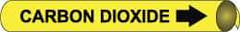 NMC - Pipe Marker with Carbon Dioxide Legend and Arrow Graphic - 2-1/2 to 3-1/4" Pipe Outside Diam, Black on Yellow - Benchmark Tooling