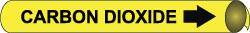 NMC - Pipe Marker with Carbon Dioxide Legend and Arrow Graphic - 1-1/8 to 2-3/8" Pipe Outside Diam, Black on Yellow - Benchmark Tooling