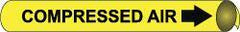 NMC - Pipe Marker with Compressed Air Legend and Arrow Graphic - 3-3/8 to 4-1/2" Pipe Outside Diam, Black on Yellow - Benchmark Tooling