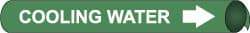 NMC - Pipe Marker with Cooling Water Legend and Arrow Graphic - 1-1/8 to 2-3/8" Pipe Outside Diam, White on Green - Benchmark Tooling