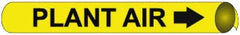 NMC - Pipe Marker with Plant Air Legend and Arrow Graphic - 6 to 8" Pipe Outside Diam, Black on Yellow - Benchmark Tooling