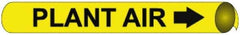 NMC - Pipe Marker with Plant Air Legend and Arrow Graphic - 1-1/8 to 2-3/8" Pipe Outside Diam, Black on Yellow - Benchmark Tooling