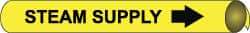 NMC - Pipe Marker with Steam Supply Legend and Arrow Graphic - 4-5/8 to 5-7/8" Pipe Outside Diam, Black on Yellow - Benchmark Tooling