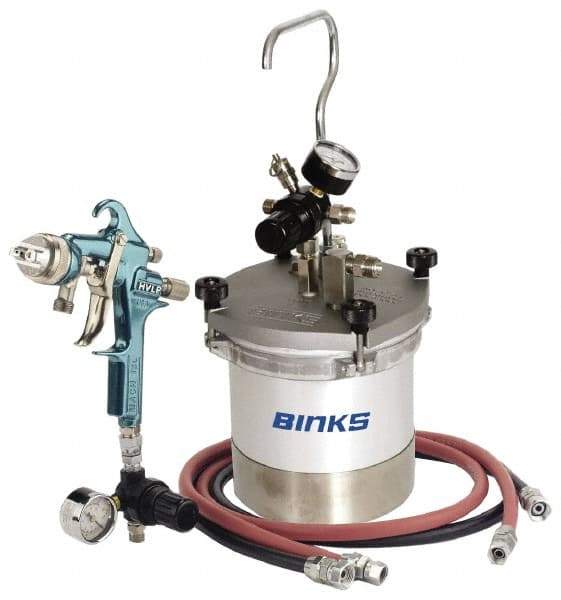 Binks - High Volume/Low Pressure Paint Spray Gun - 2 Qt Capacity, 10 Max psi, 12 Max CFM, For High Solids, Industrial Automotive, Waterborne - Benchmark Tooling