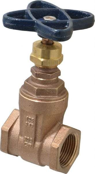 NIBCO - 1" Pipe, Class 125, Threaded Bronze Solid Wedge Stem Gate Valve - 200 WOG, 125 WSP, Screw-In Bonnet - Benchmark Tooling