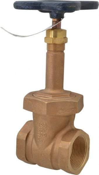 NIBCO - 1-1/2" Pipe, Class 125, Threaded Bronze Solid Wedge Rising Stem Gate Valve - 200 WOG, 125 WSP, Union Bonnet - Benchmark Tooling