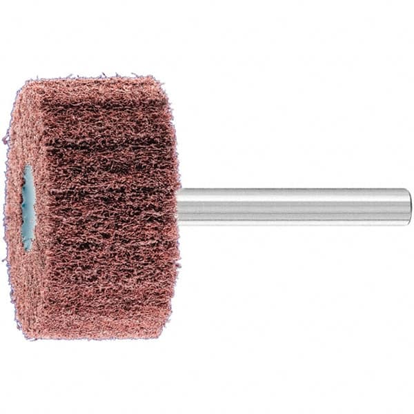 PFERD - 1-1/2" Diam x 3/4" Face Width, Aluminum Oxide Nonwoven Mounted Flap Wheel - 1/4" Shank Mount, 280 Grit, 15,000 Max RPM - Benchmark Tooling