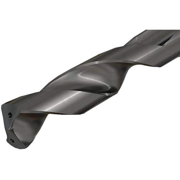 Iscar - 0.687" Spiral Flute Solid Carbide Screw Machine Drill Bit - TiAlN Finish, Right Hand Cut, 2.35" Flute Length, 4.36" OAL, Straight Shank, Through Coolant - Benchmark Tooling