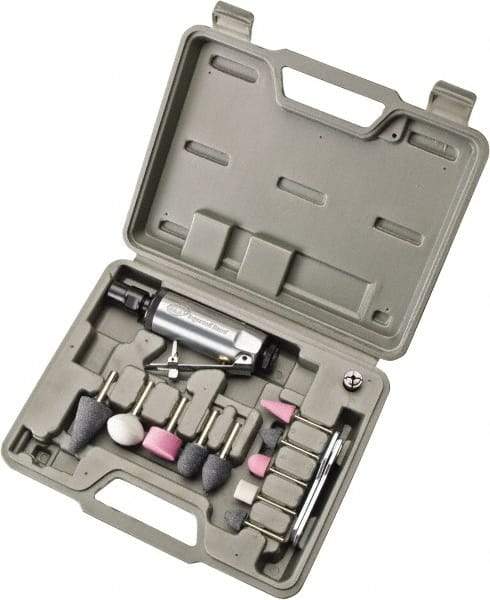 Ingersoll-Rand - 1/4" Spindle, 28,000 RPM, Front Exhaust Straight Air Die Grinder Kit - 24 CFM Air Consumption, 1/4 NPT Inlet, 1/4 hp - Benchmark Tooling