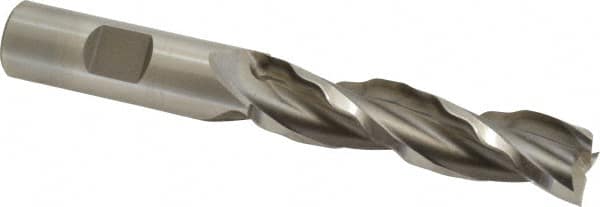 Weldon - 5/8" Diam, 2-1/2" LOC, 3 Flute High Speed Steel Roughing & Finishing Square End Mill - Uncoated, 4-5/8" OAL, 5/8" Shank Diam, Weldon Shank, 30° Helix, Centercutting - Benchmark Tooling